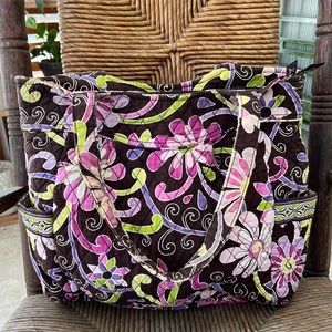 Vera Bradley large Pleated Tote in Purple Punch